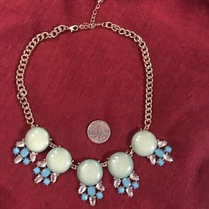 Bib Statement necklace baubles green blue